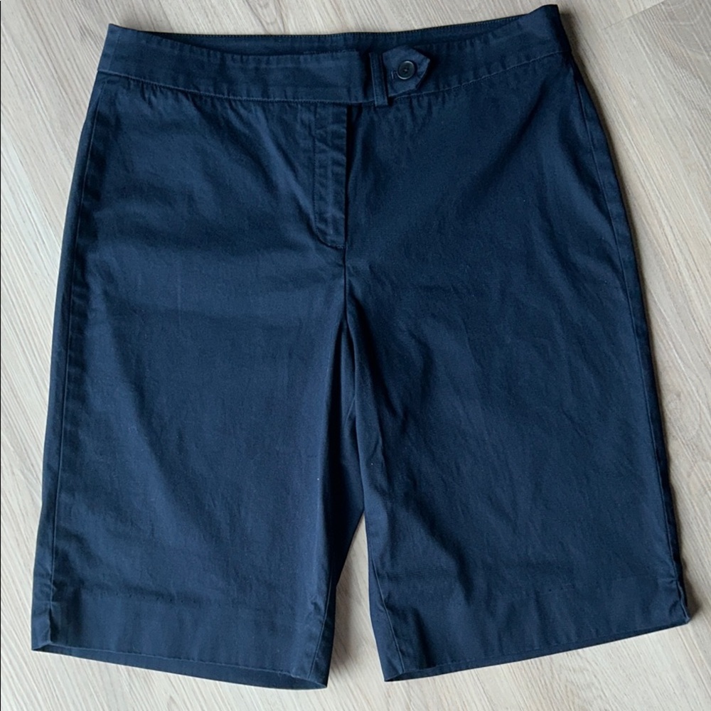 JNY Signature Cotton Walking Shorts 12 Navy Bermuda Preppy Classic Golf Classic